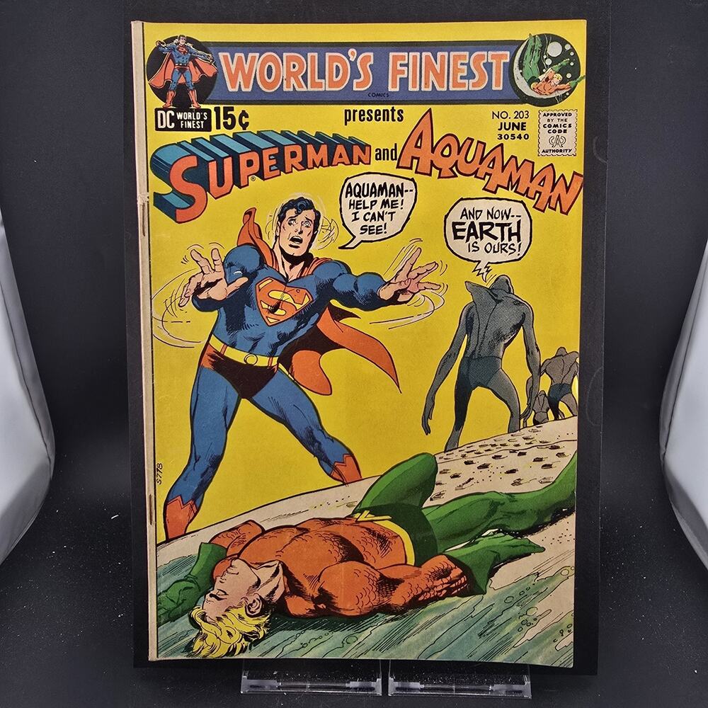 Worlds Finest 203 DC Comics 1971 Superman Aquaman Neal Adams Cover FN Loose CF